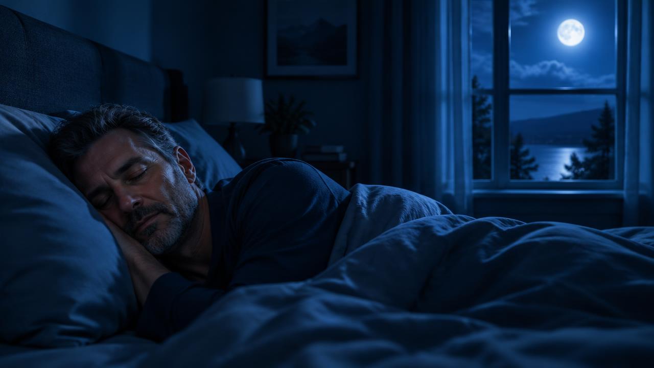 Man sleeping peacefully at night